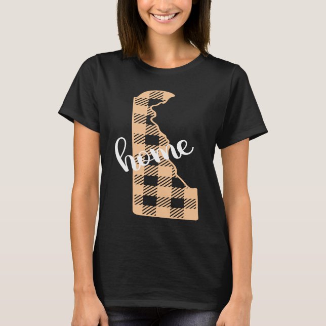 Camiseta Delaware Buffalo Plaid Home State Country Peach We (Frente)