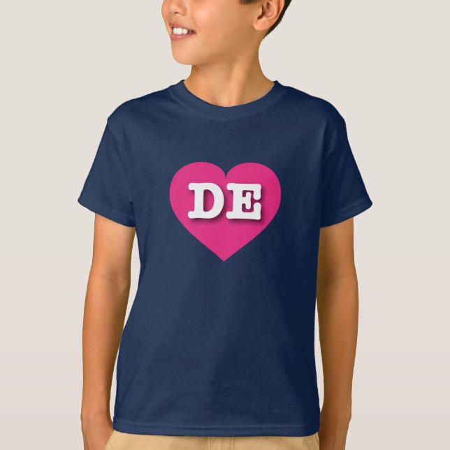Camiseta Delaware Hot Pink Heart - Eu amo DE (Frente)