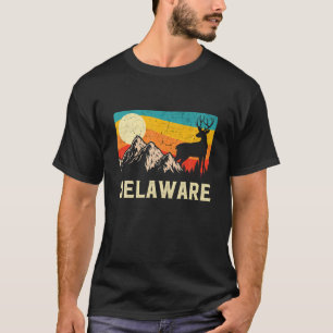 Camiseta Delaware Nature Wild Deer Retro Sunset Hiking