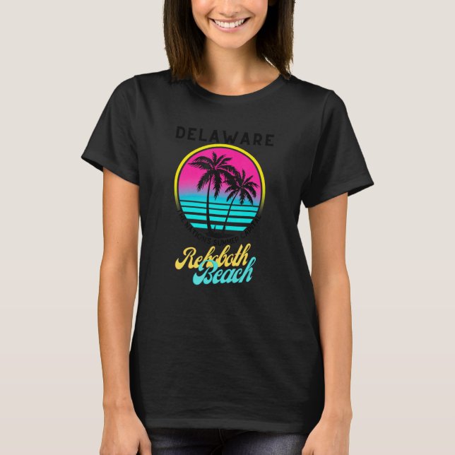 Camiseta Delaware Rehoboth Beach Retro Beach Sunrise beach  (Frente)