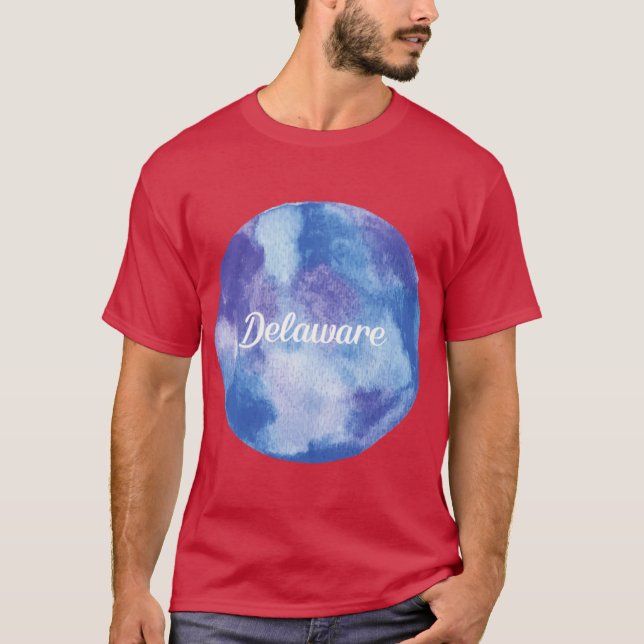 Camiseta Delaware Round Watercolor Pastel Violet Blue (Frente)