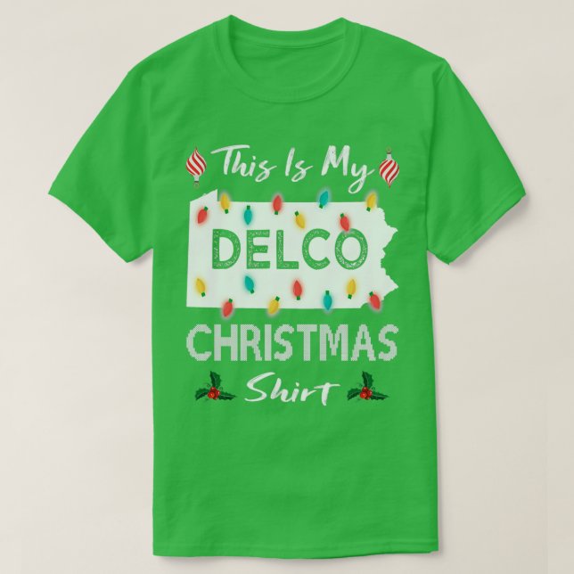 Camiseta Delco Christmas County Xmas Lights Pennsylvania Fa (Frente do Design)