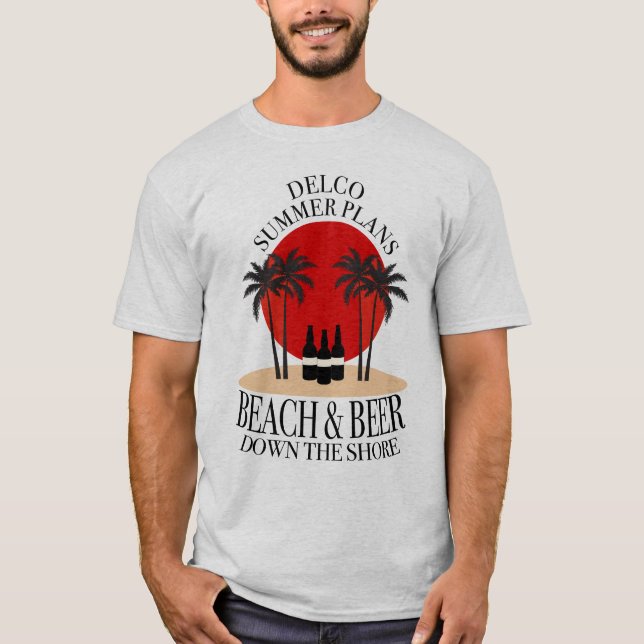Camiseta Delco Summer planeja Praia e Cerveja na praia (Frente)