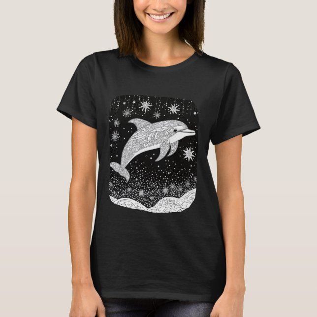 Camiseta Delfin bei Nacht unter magischem Sternenhimmel (Frente)