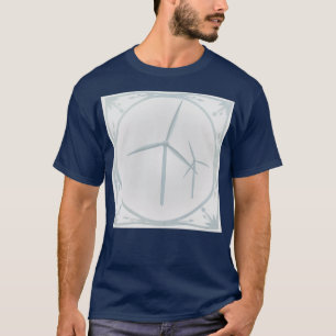 Camiseta Delft Blaut style azulejo com turbinas eólicas