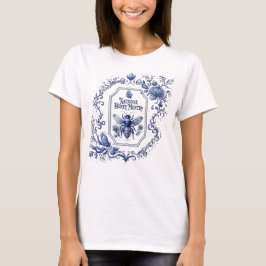 Camiseta Delft Blue Honey Bee & Flowers