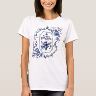 Camiseta Delft Blue Honey Bee & Flowers