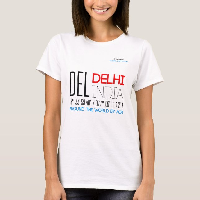 Camiseta Delhi, Índia - Arte de Texto (Frente)