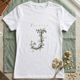 Camiseta Delicate & Chic "J": Monograma de Jasmine Muted