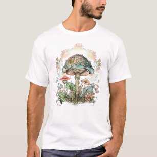 Camiseta Delicate Vintage Floral Mushroom