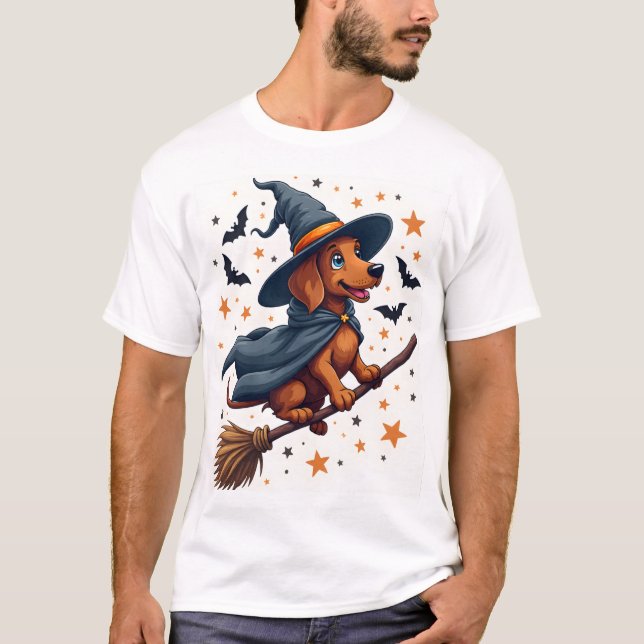 Camiseta Delícia de Dachshund Bruxa (Frente)