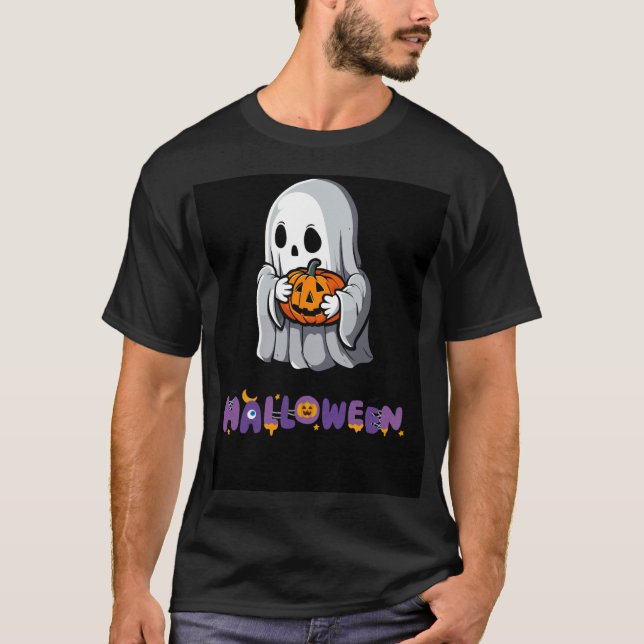 Camiseta Delícia de Halloween de Fantasma e Pumpkin Spooky (Frente)