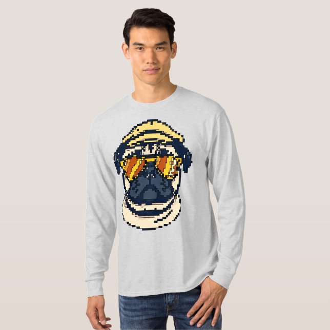 Camiseta Delícia de Pug de Pixel (Frente Completa)