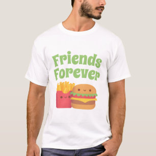 Camiseta Deliciosas Batatas Fritas E Hambúrguer, Amigos Par