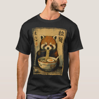 Camiseta Delicioso Ramen de Macarrão com Panda Vermelho Jap