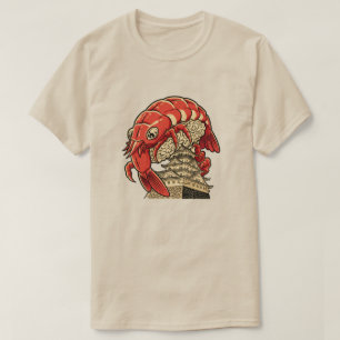 Camiseta Delicioso Sushi de Camarão em Design de Arte de Ca