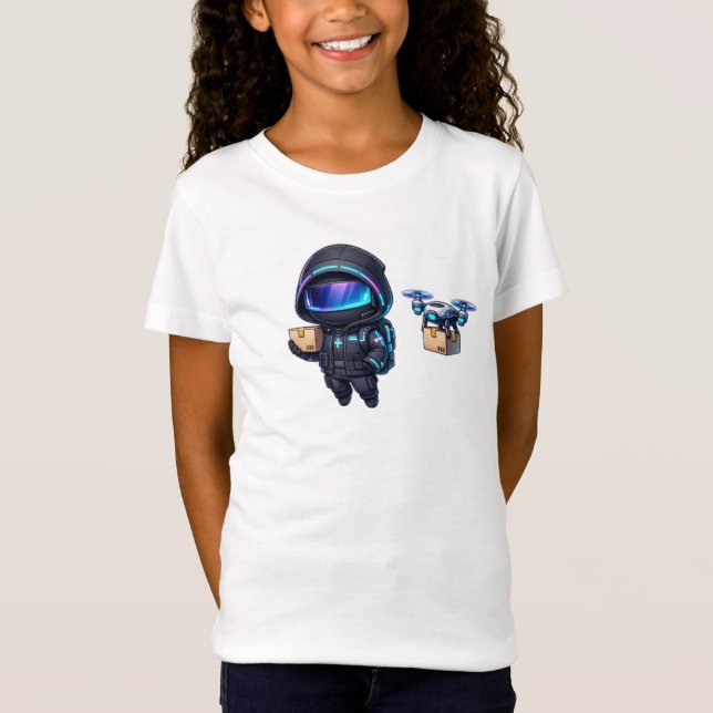 Camiseta Delivery Bot – Cute Futuristic Courier Robot (Frente)
