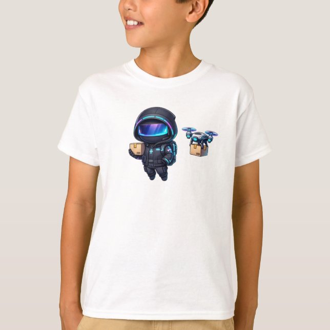 Camiseta Delivery Bot – Cute Futuristic Courier Robot (Frente)