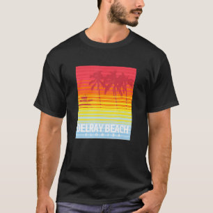 Camiseta Delray Beach Retro Sunset Palm Trees