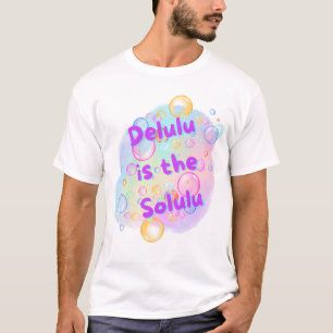 Camiseta DELULU É O SOLULU Pastel Bolhas Aquarela