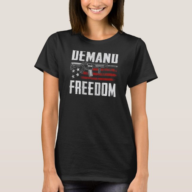 Camiseta Demanda Liberdade Pro Gun AR15 EUA segundo de Sina (Frente)