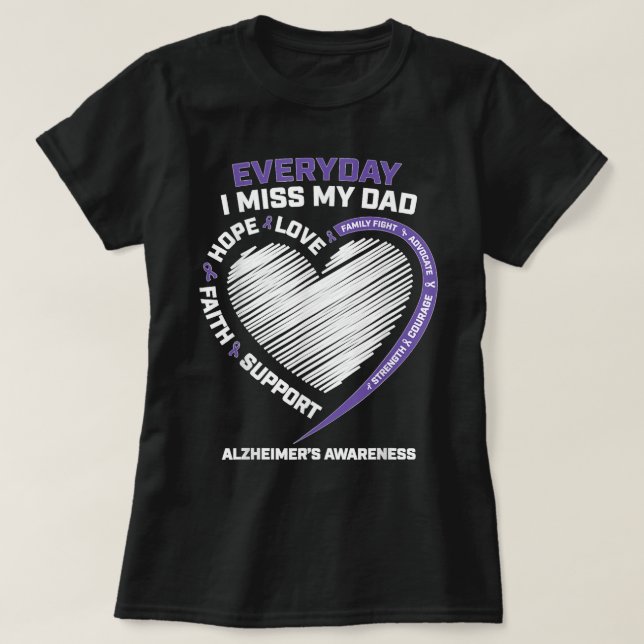 Camiseta Dementia Products Purple In Memory Dad Alzheimers  (Frente do Design)