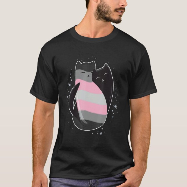 Camiseta Demigirl Cat Flag Nonbinary Transgender LGBT Black (Frente)