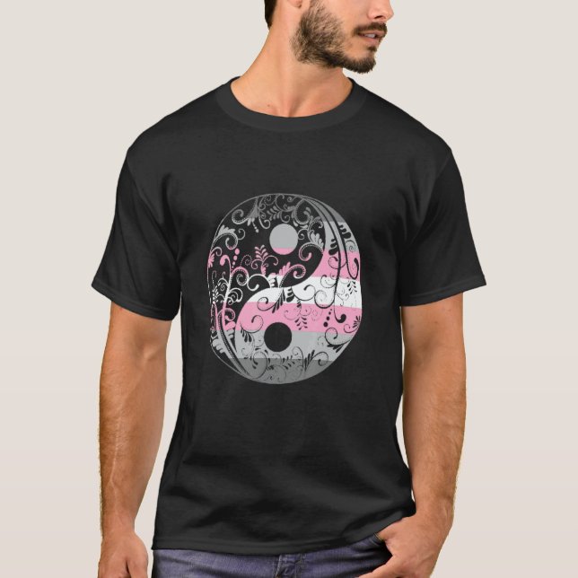 Camiseta Demigirl Flag Yin Yang LGBTQ Demigirl Pride Demi G (Frente)