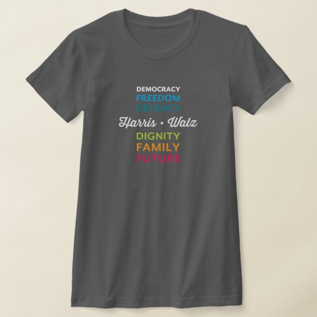 Camiseta Democracia Decência Kamala Harris Walz T-Shirt (Postura )