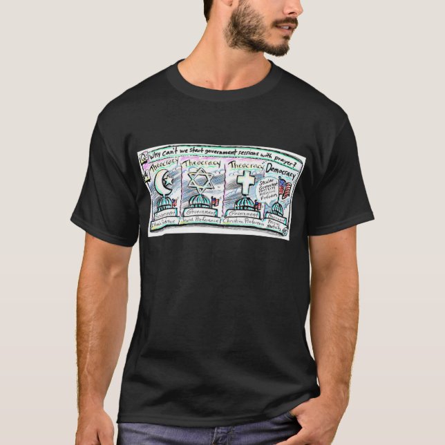 Camiseta Democracia sobre a teocracia (Frente)