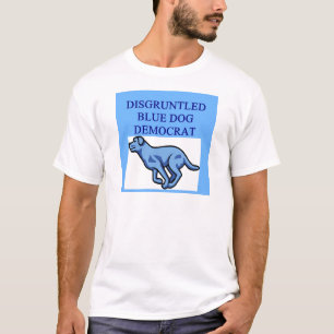 Camiseta democrata azul irritada do cão