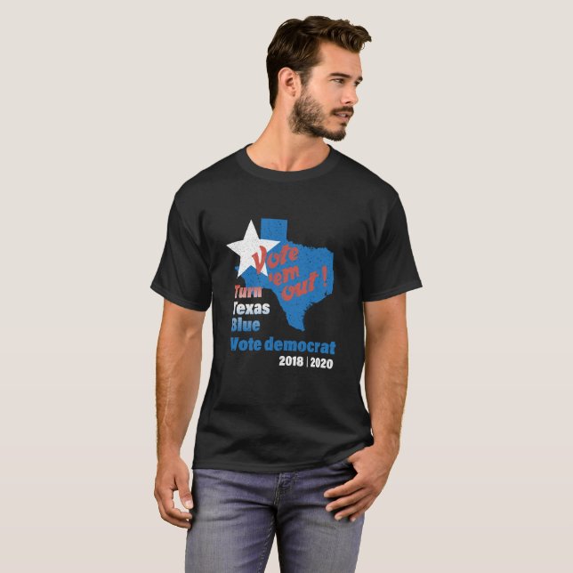 Camiseta Democratas! Gire Texas azul! (Frente Completa)