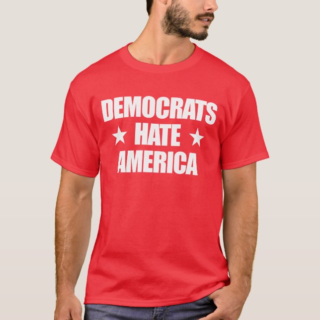 Camiseta Democratas Odeiam Republicanos Conservadores da Am (Frente)