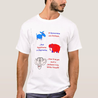 Camiseta Democratas são asnos, republicanos são elefantes,