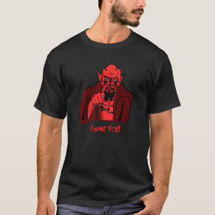 Camiseta Demon apontando que quero seu diabo assustador
