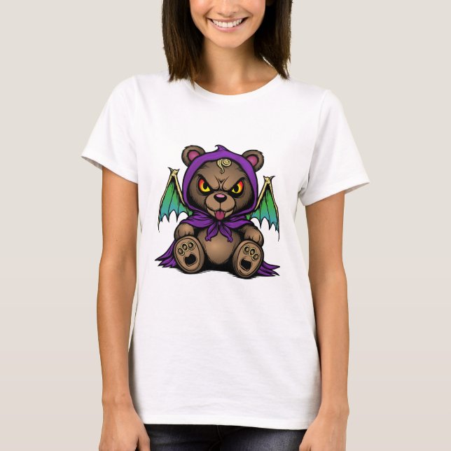 Camiseta Demon Bear – Cute but Cursed" (Frente)