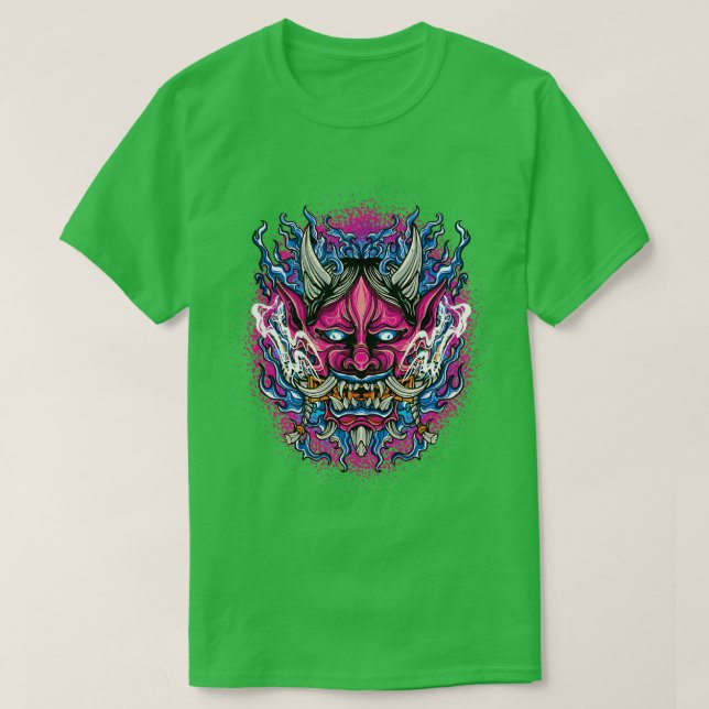 Camiseta Demon Face Mask Oni Devil Oni Harajuku (Frente do Design)