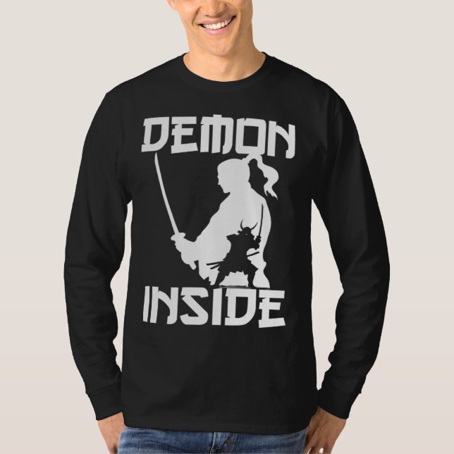 Camiseta Demon Japanese Warrior Samurai Katana Sword Japan  (Frente)
