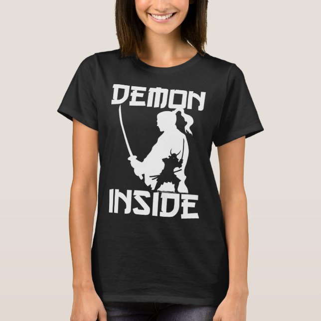 Camiseta Demon Japanese Warrior Samurai Katana Sword Japan  (Frente)