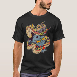 Camiseta Demon Japonês Oni Face Mask Tattoo Zip