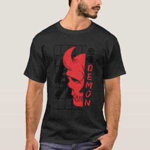 Camiseta Demon Japonês Oni Máscara Arte Encara Crânio Demôn