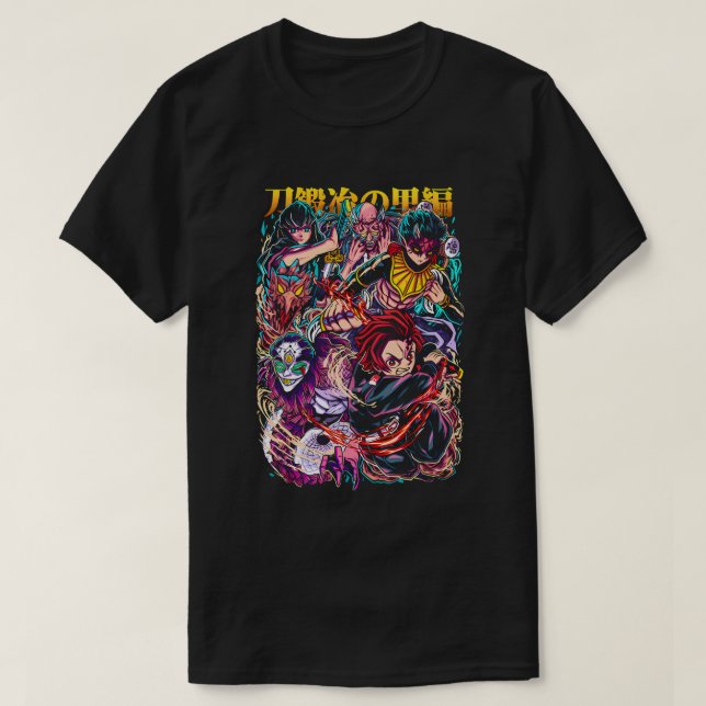 Camiseta Demon Slayer Hashira & Demons Battle Art (Frente do Design)