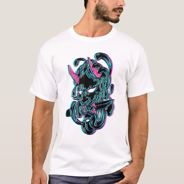 Camiseta Demonic Fiend Cyber Goth Punk Aesthetic (Frente)