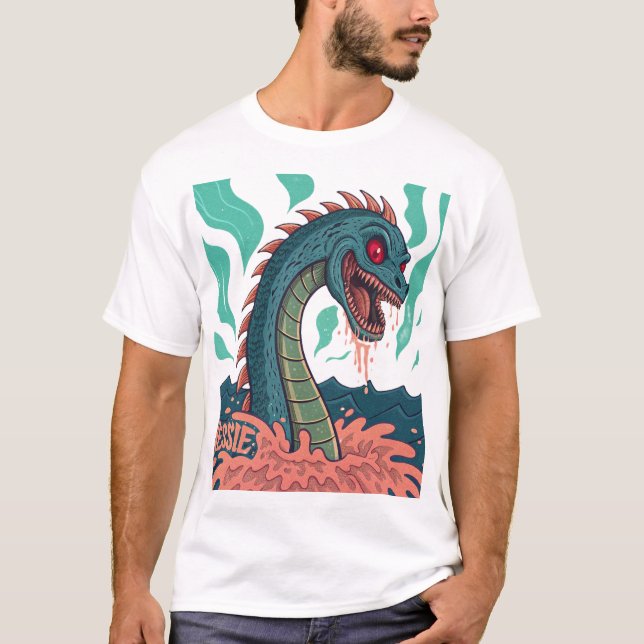 Camiseta Demonic Loch Ness Monster - Um Pesadelo do D (Frente)