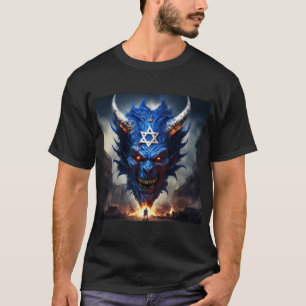 Camiseta demônio de israel mau com bandeira israelita com