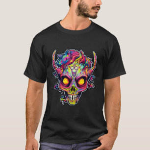 Camiseta Demônio do crânio de neon assustador