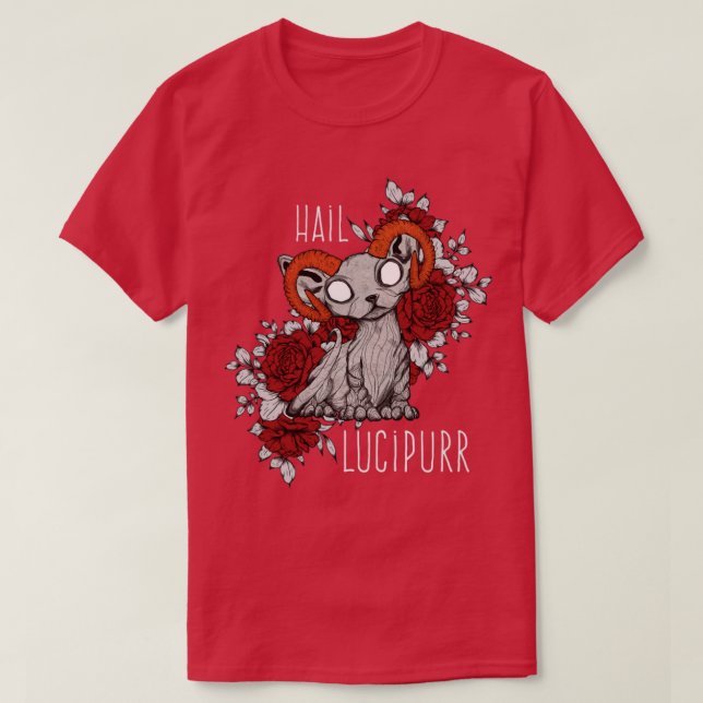 Camiseta Demônio Hail Lucipurr kitten (Frente do Design)