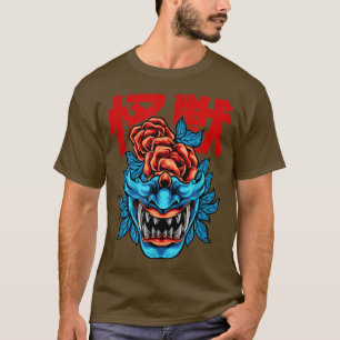 Camiseta Demônio Japonês Samurai Oni Face Mask Glitch