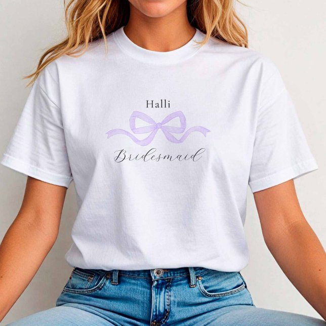 Camiseta Demure Lilac Arco Bridesmaid Proposta (Lilac Bow Tshirt)
