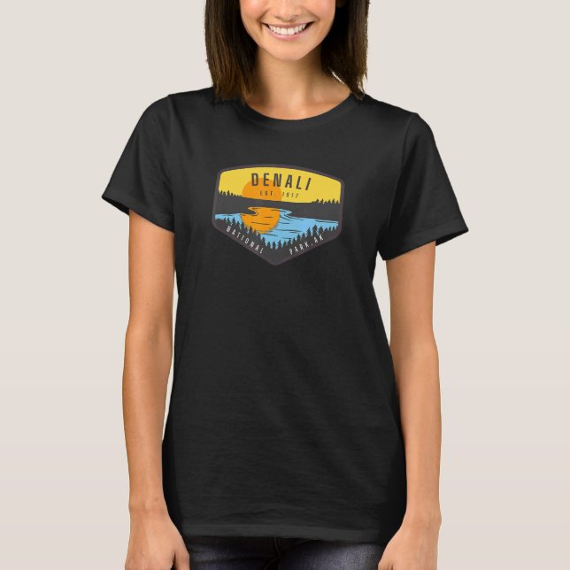 Camiseta Denali Alaska Park Sunset Trees (Frente)